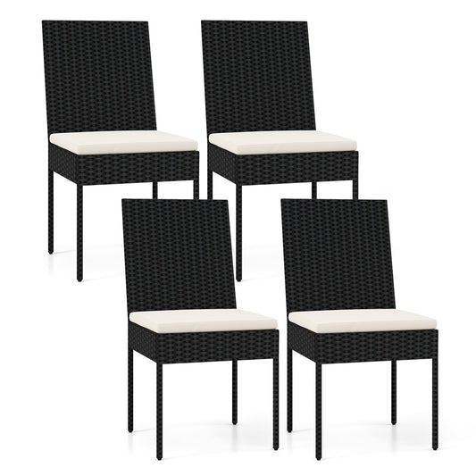PE Wicker Patio Chairs Set of 2/4 with Cushions for Porch Deck Garden and Backyard-4 Pieces