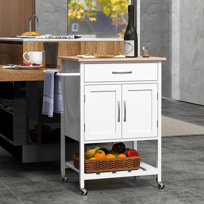 Rolling Kitchen Island Cart with Drawer and Towel Rack-Black