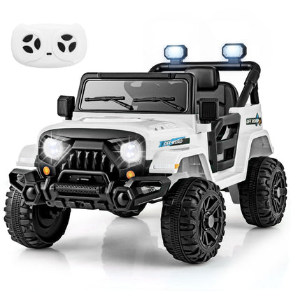 12V Kids Ride on Truck Car with Remote Control Threaded Wheels and 3 Speeds-Black