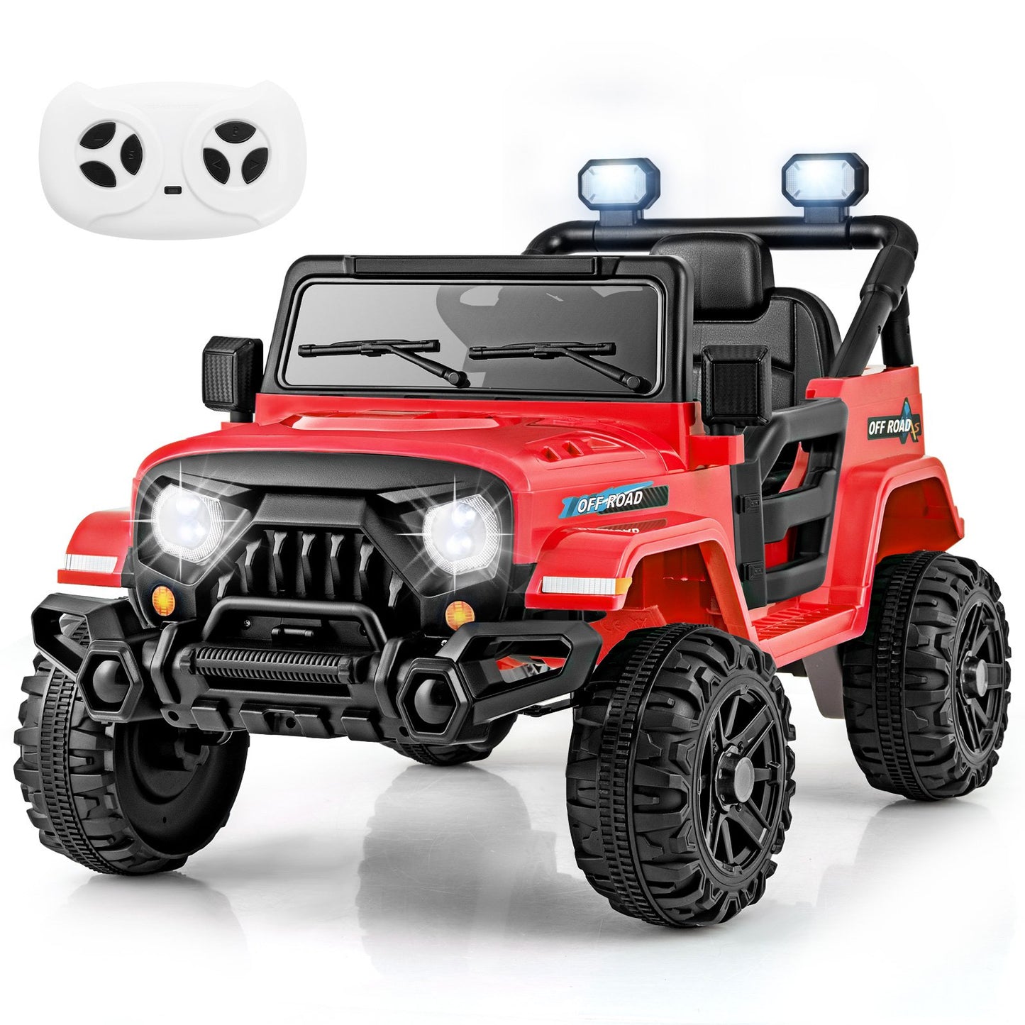 12V Kids Ride on Truck Car with Remote Control Threaded Wheels and 3 Speeds-Black