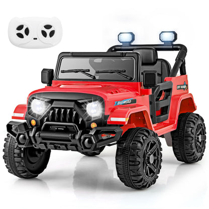 12V Kids Ride on Truck Car with Remote Control Threaded Wheels and 3 Speeds-Black