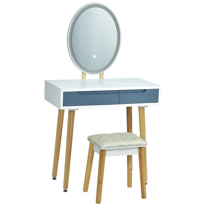Touch Screen Vanity Makeup Table Stool Set-Black