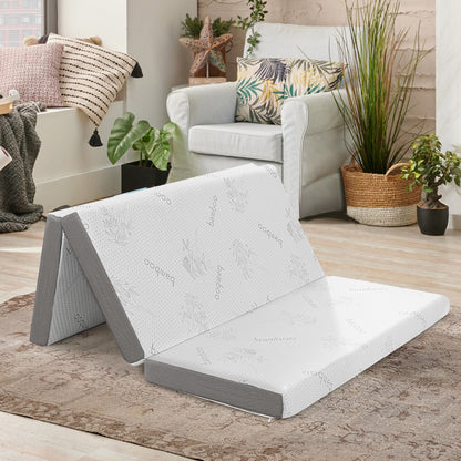 4 Inch Tri-fold Cool Gel Memory Foam Mattress-Queen Size