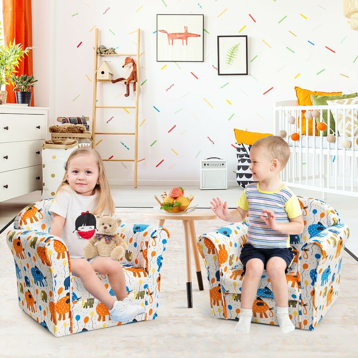 Kids Astronaut Armrest Upholstered Couch