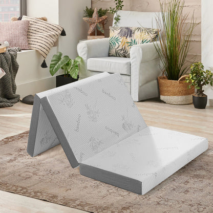 4 Inch Tri-fold Cool Gel Memory Foam Mattress-Queen Size