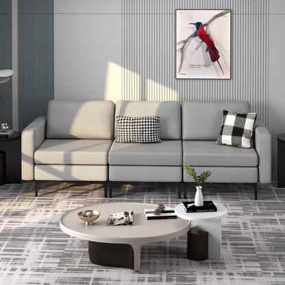 3-Seat Sectional Sofa Couch with Armrest Magazine Pocket and Metal Leg-Blue