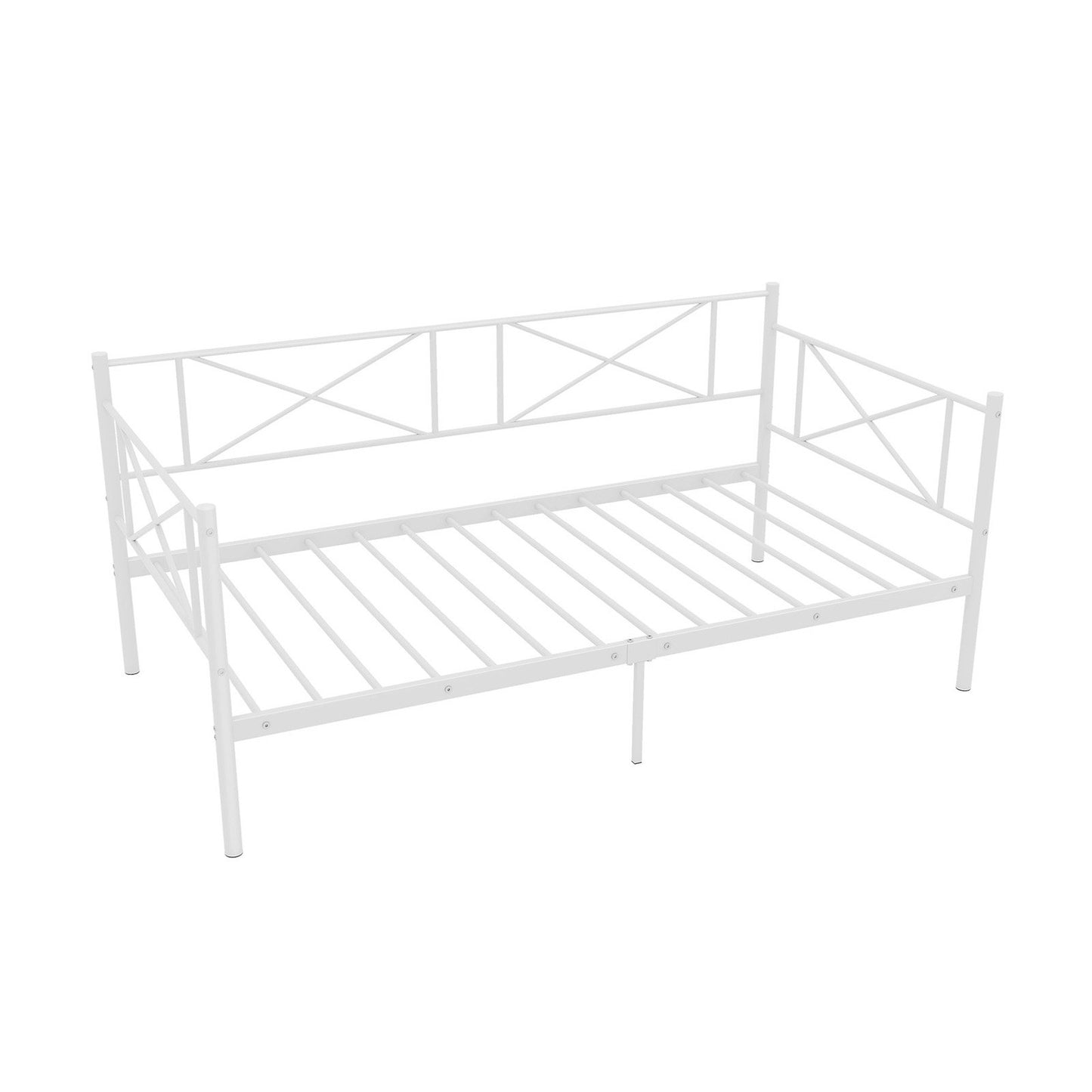 Twin Size Platform Bed with Heavy-duty Metal Slat Support-Black
