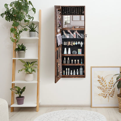 Door Wall Mount Touch Screen Mirrored Jewelry Cabinet-Black