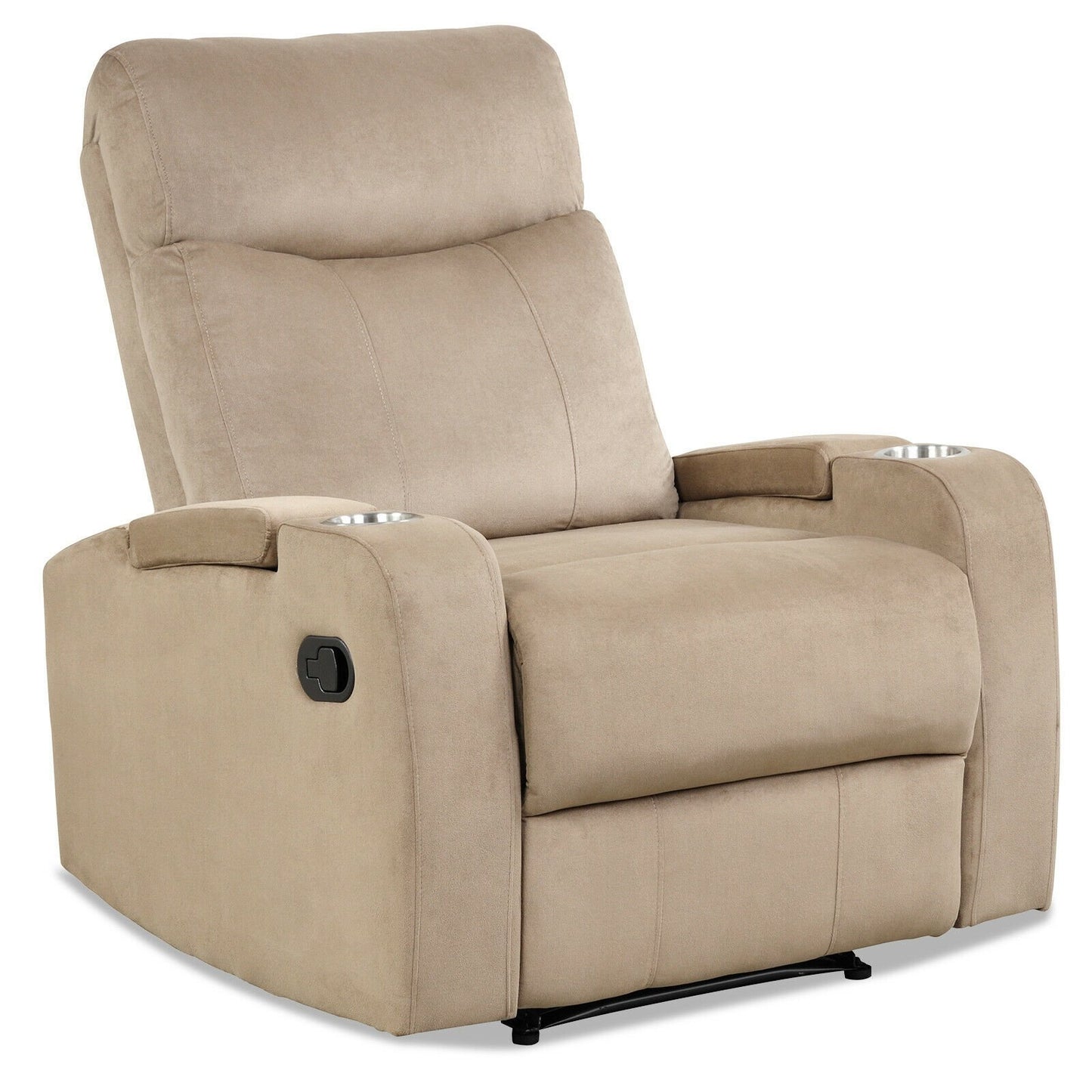 Recliner Chair Single Sofa Lounger with Arm Storage and Cup Holder for Living Room-Coffee