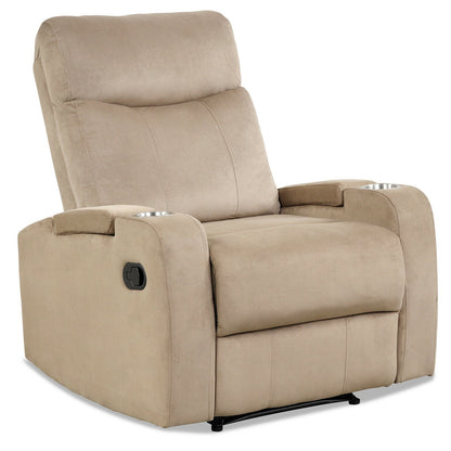 Recliner Chair Single Sofa Lounger with Arm Storage and Cup Holder for Living Room-Coffee