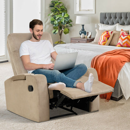 Recliner Chair Single Sofa Lounger with Arm Storage and Cup Holder for Living Room-Coffee