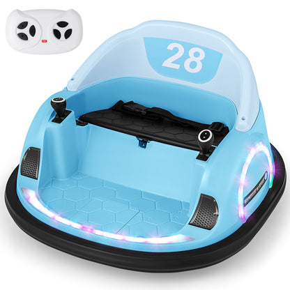 12V 360° Ride on Bumper Car for Toddlers with Remote Control-Light Blue