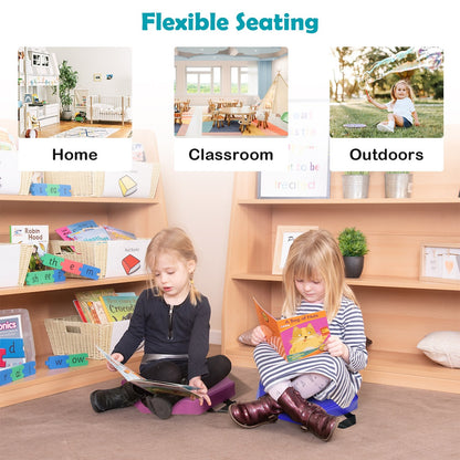 6 Pieces Multifunctional Hexagon Toddler Floor Cushions Classroom Seating with Handles-Blue
