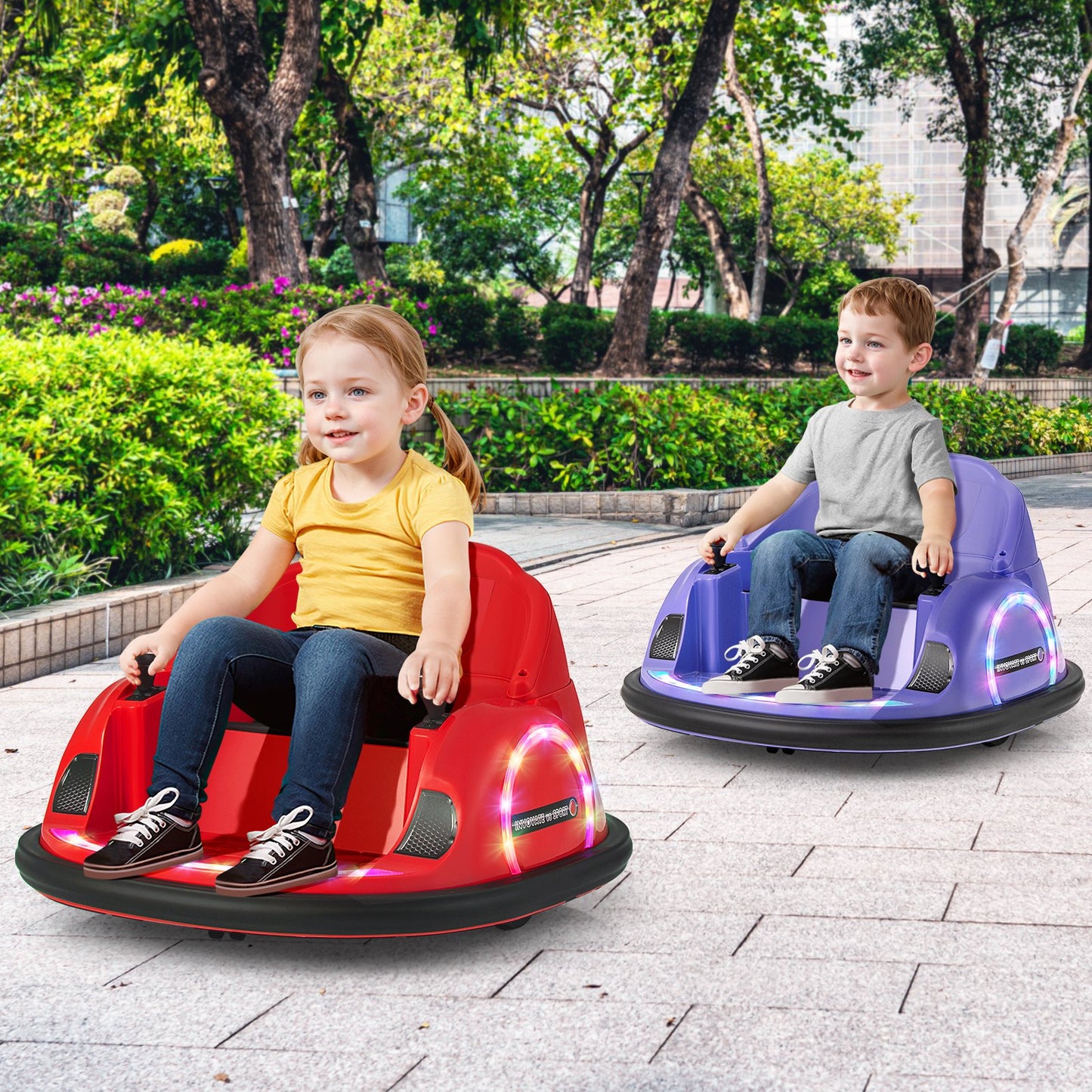 12V 360° Ride on Bumper Car for Toddlers with Remote Control-Light Blue