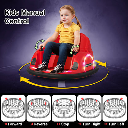 12V 360° Ride on Bumper Car for Toddlers with Remote Control-Light Blue