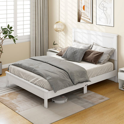 Full Size Platform Slat Bed Frame with High Headboard-Black