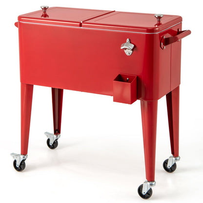 Red Portable Outdoor Patio Cooler Cart