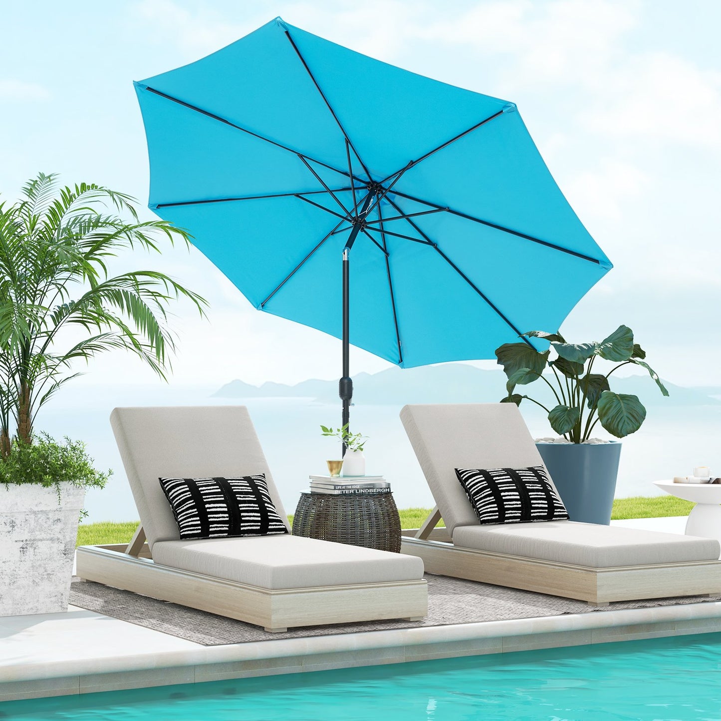 10 Feet Outdoor Patio Umbrella with Tilt Adjustment and Crank-Beige