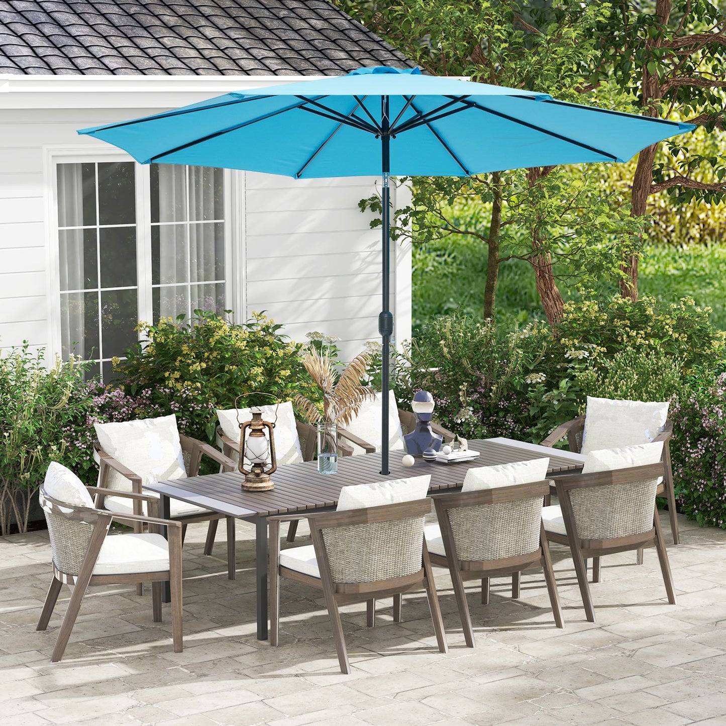 10 Feet Outdoor Patio Umbrella with Tilt Adjustment and Crank-Beige
