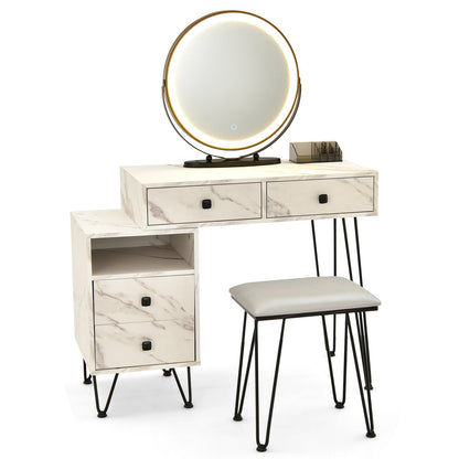 Modern Dressing Table with Storage Cabinet-Black