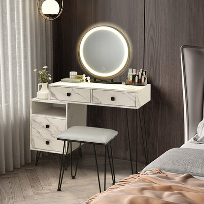 Modern Dressing Table with Storage Cabinet-Black