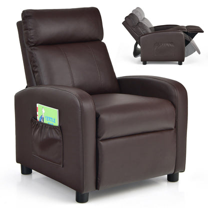Ergonomic PU Leather Kids Recliner Lounge Sofa for 3-12 Age Group-Black