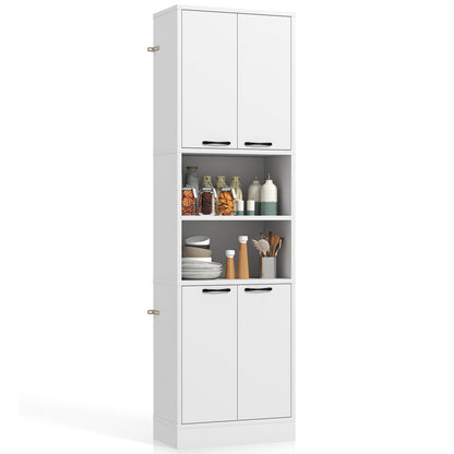 75 Inch Kitchen Pantry Cabinet Tall Cupboard with Doors and Shelves-Black