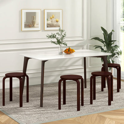 Set of 4 18 Inch Stackable Bentwood Dining Chairs with Round Top-Dark Brown