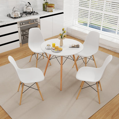 5 Pieces Dining Table Set With Solid Wood Leg-Beige