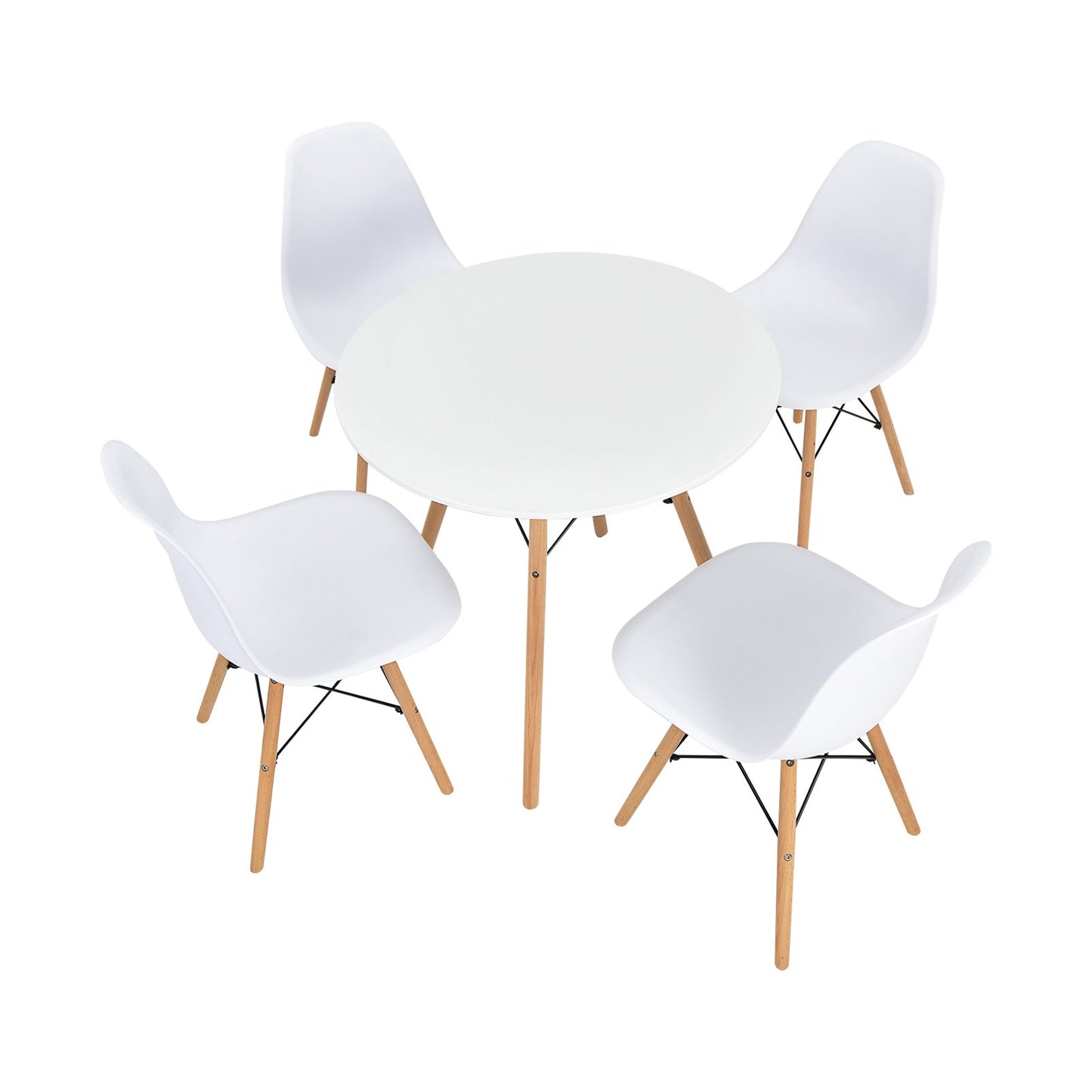 5 Pieces Dining Table Set With Solid Wood Leg-Beige