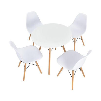 5 Pieces Dining Table Set With Solid Wood Leg-Beige