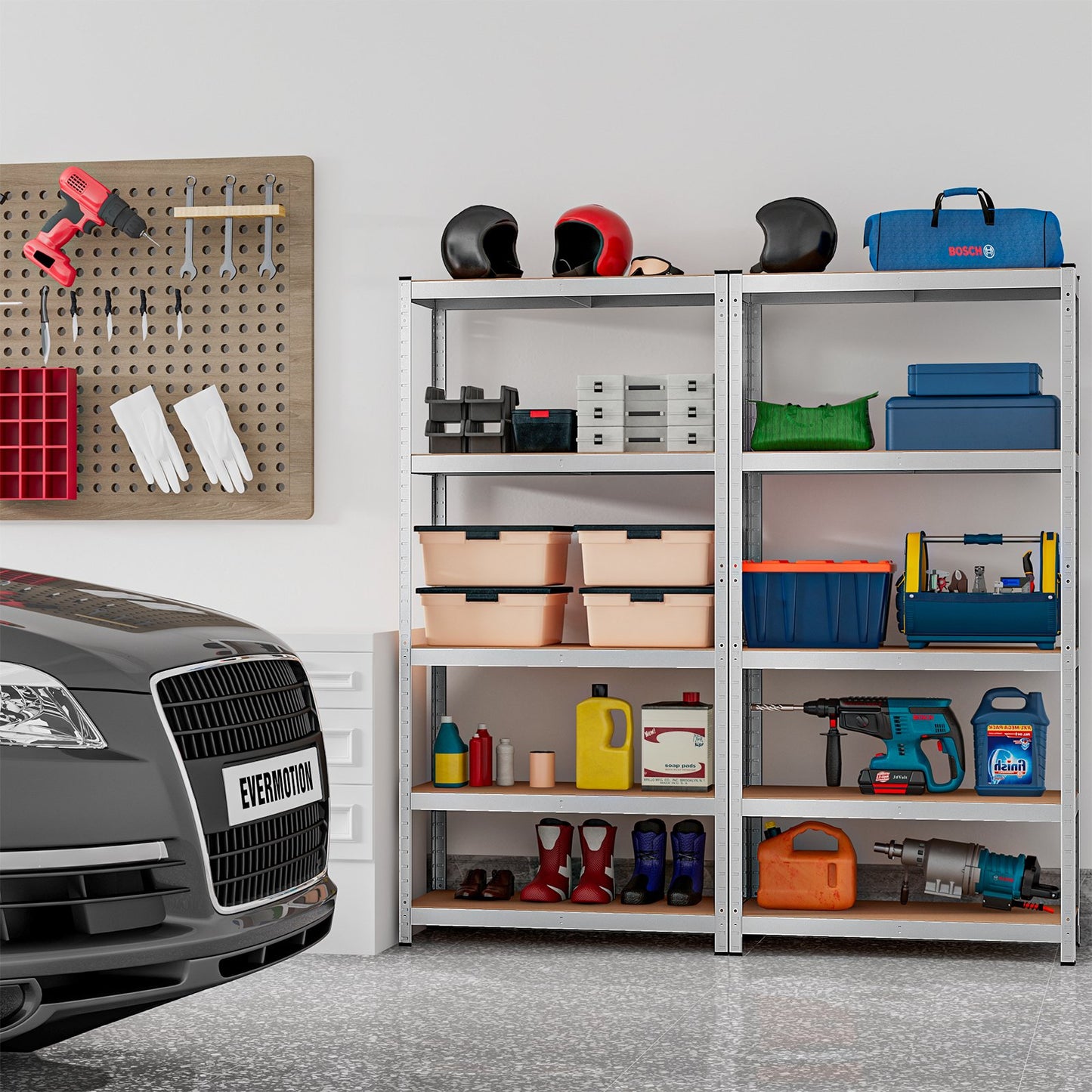 35.5 x 71 Inch Adjustable 5-Layer 2000 lbs Capacity Tool Shelf-Black