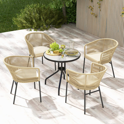Patio Chairs Set of 4 with Seat Cushion and Curved Backrest for Patio-Black