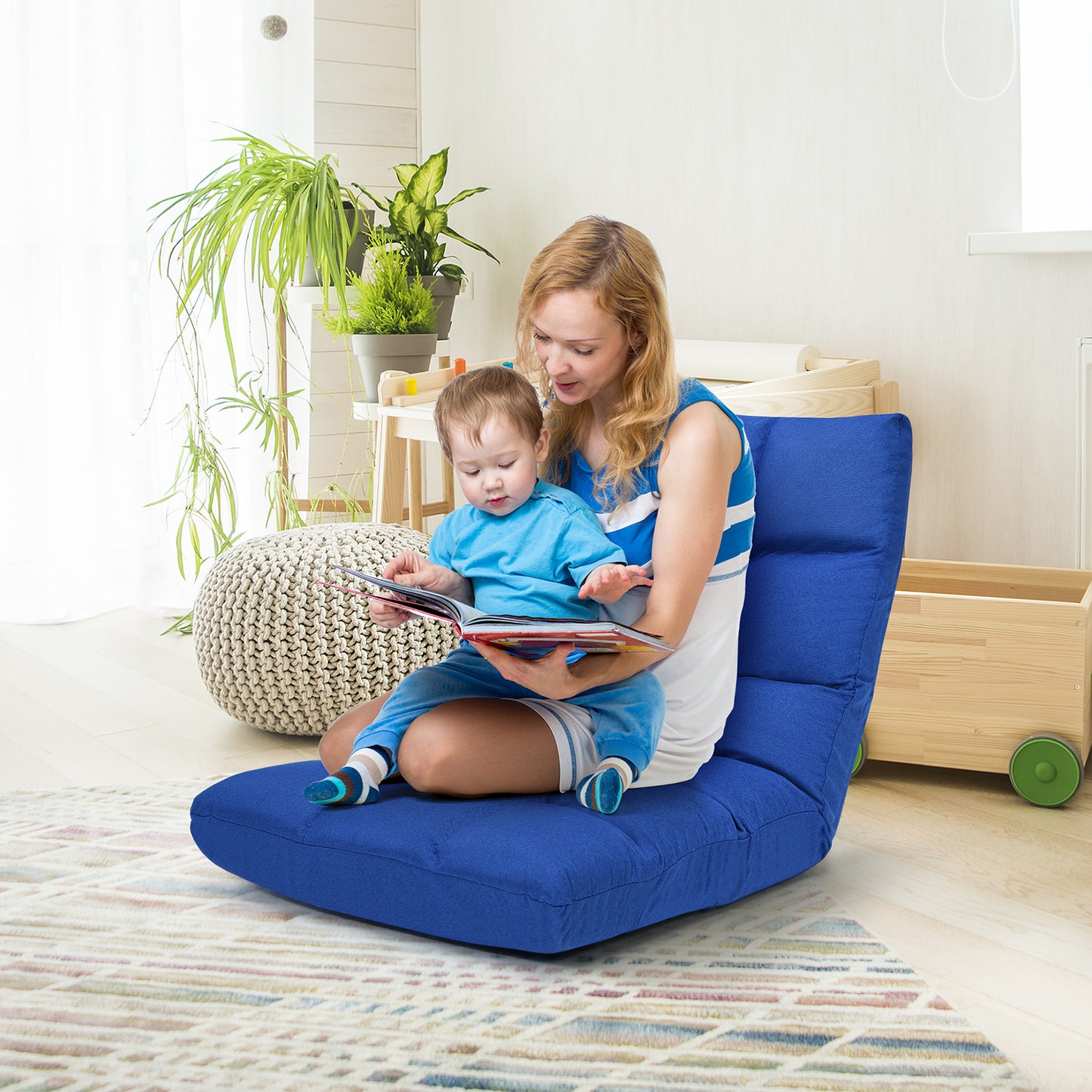 14-Position Adjustable Folding Lazy Gaming Sofa-Black