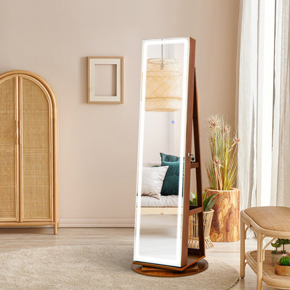 Standing Jewelry Cabinet with Adjustable LED Lights-Black