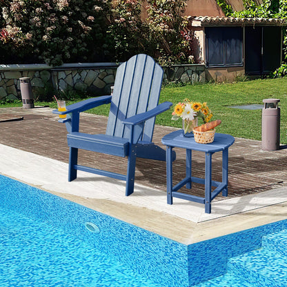 Outdoor Adirondack Chair with Built-in Cup Holder for Backyard Porch-Black