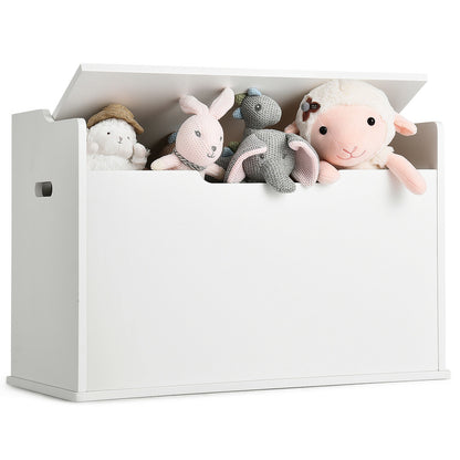Kids Toy Wooden Flip-top Storage Box Chest Bench with Cushion Hinge-Brown