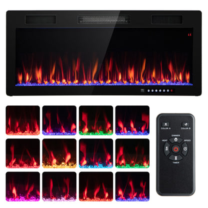 Electric fireplace by Wilsons Home Store, 40/50/60 inches, wall-mounted or recessed for 2x6 stud walls, modern climate control appliance.