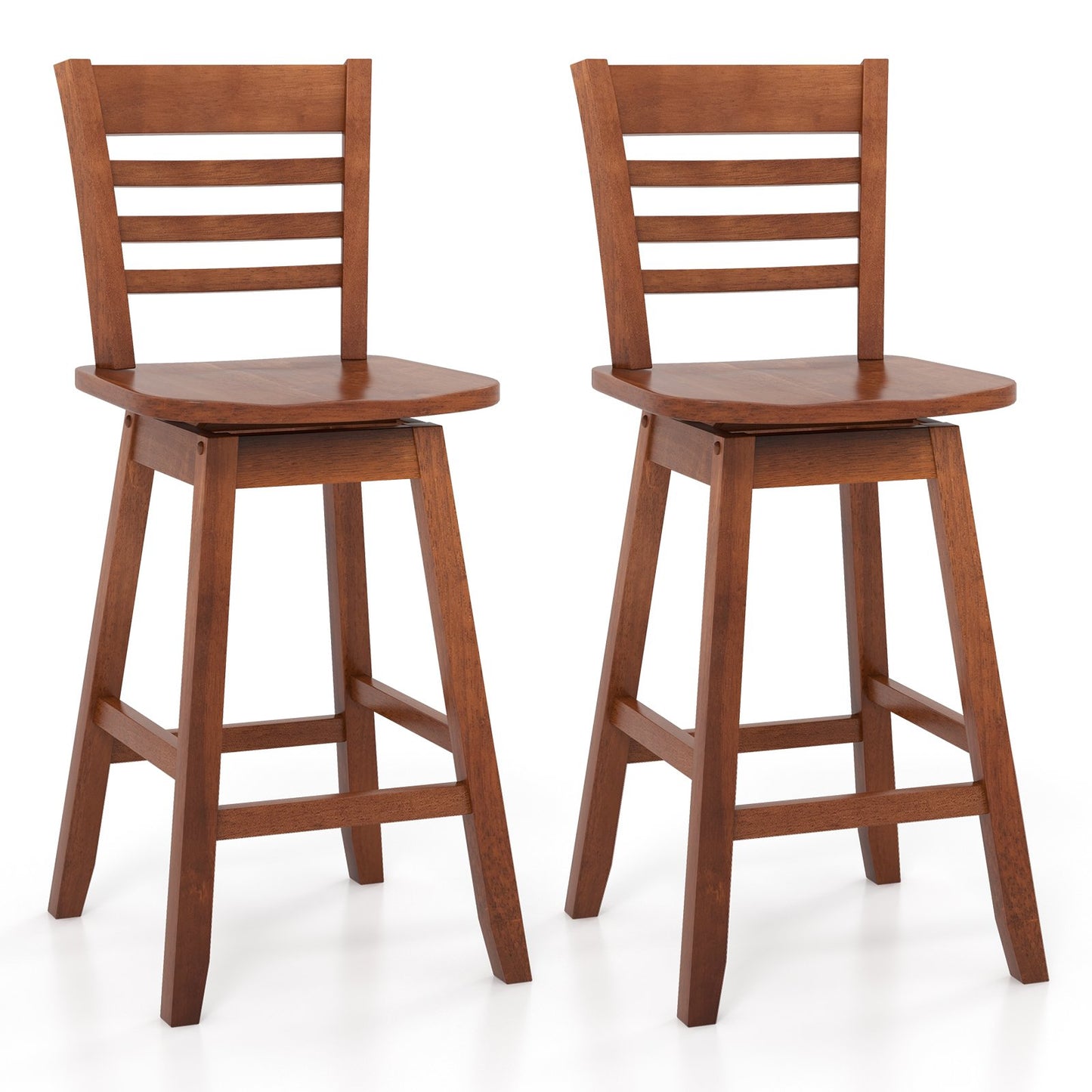 Counter Height Barstools Set of 2 with Footrest for Kitchen Island Bar-Cream White