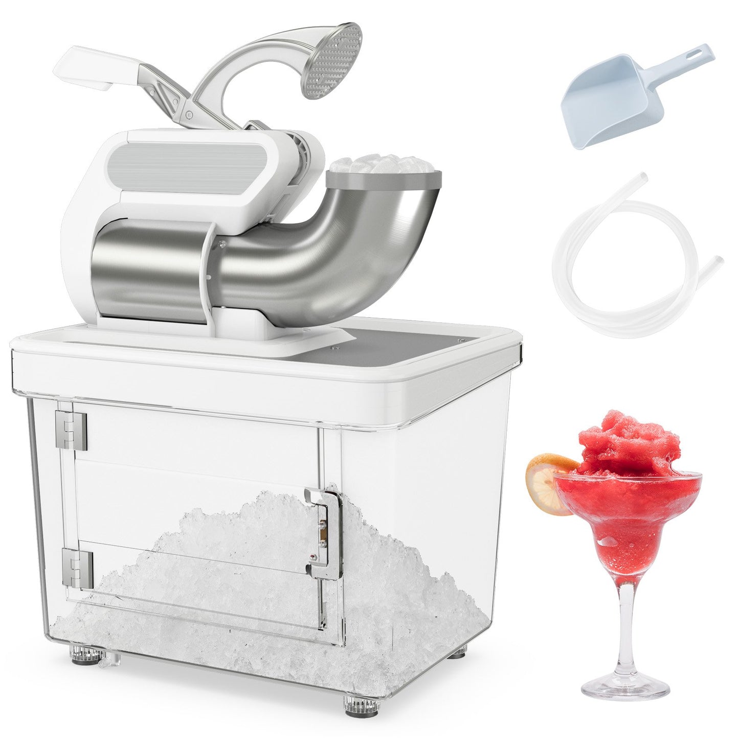 300W Commercial Ice Crusher with Dual Blades and Safety Switch-Gray
