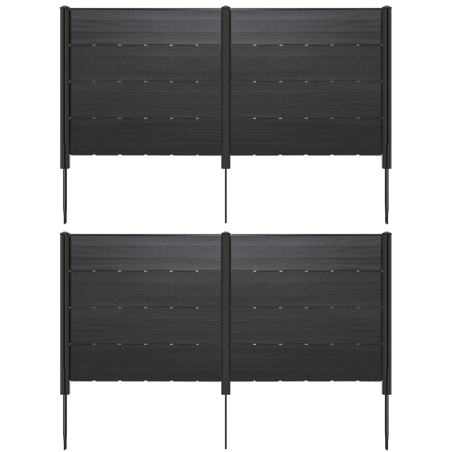 Outdoor Privacy Fence Screen with 5 Ground Stakes for Garden Yard Patio-Black