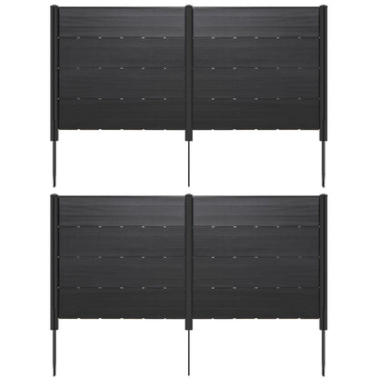 Outdoor Privacy Fence Screen with 5 Ground Stakes for Garden Yard Patio-Black