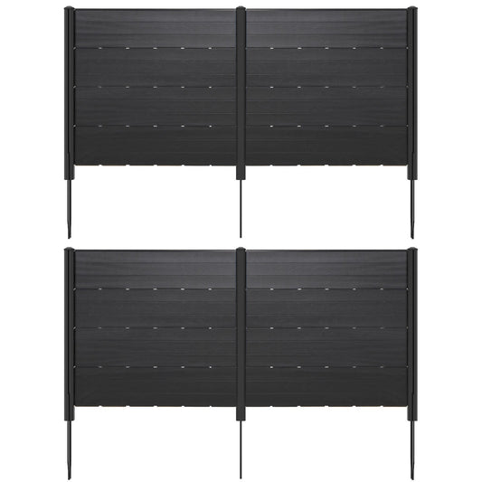 Outdoor Privacy Fence Screen with 5 Ground Stakes for Garden Yard Patio-Black