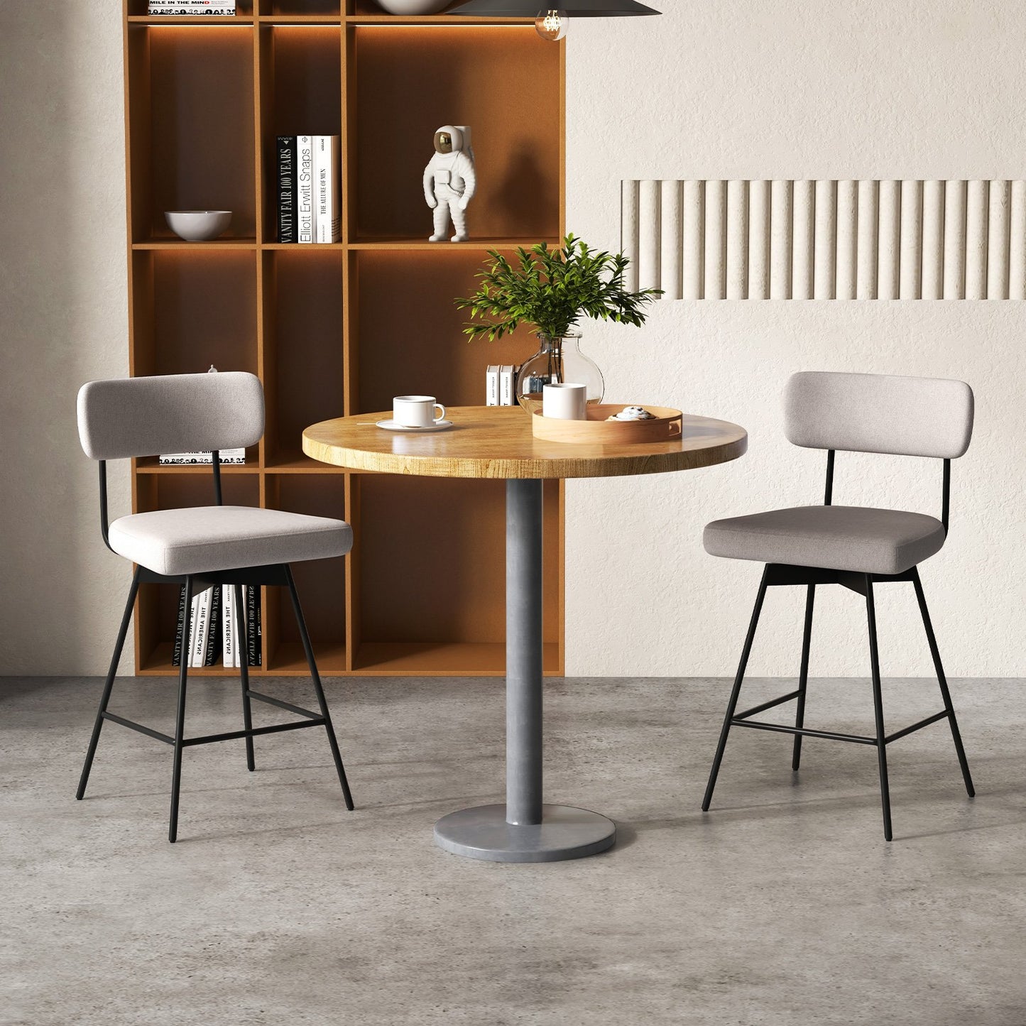25 Inch 2-Piece Modern Upholstered Bar Stools with Back