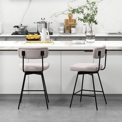 25 Inch 2-Piece Modern Upholstered Bar Stools with Back