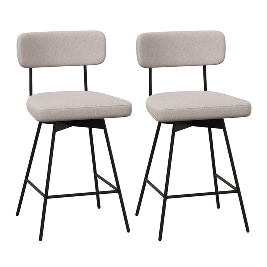 25 Inch 2-Piece Modern Upholstered Bar Stools with Back