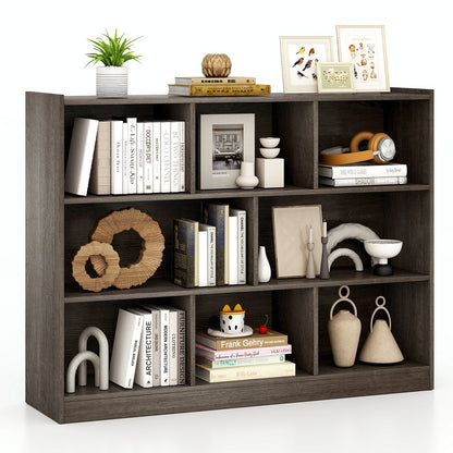 3-Tier Open Bookcase 8-Cube Floor Standing Storage Shelves-Blue