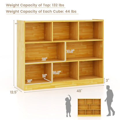3-Tier Open Bookcase 8-Cube Floor Standing Storage Shelves-Blue