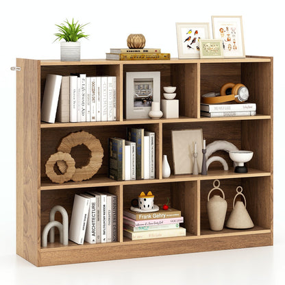 3-Tier Open Bookcase 8-Cube Floor Standing Storage Shelves-Blue