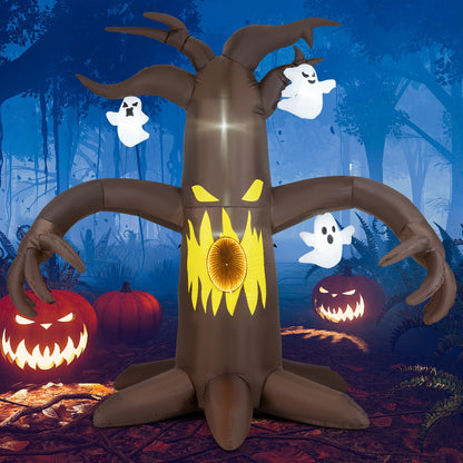7.8 Ft Halloween Inflatables Scary Dead Tree Halloween Decoration with Ghost
